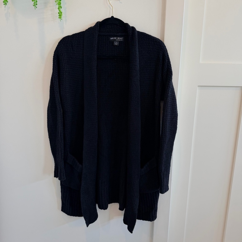 Barefoot Dreams CozyChic Lite Circle Cardi Black Cardigan Women's Size Small